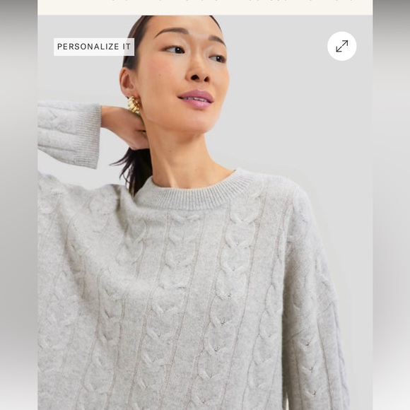 Tuckernuck Gray Cashmere Eloise Cable Knit Boyfriend Crewneck size small - Picture 2 of 6
